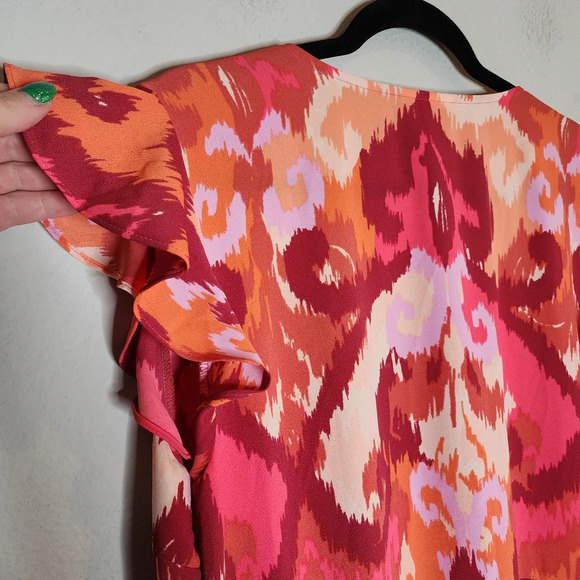 Bar lll Flutter-Sleeve Wrap Maxi Dress. Coral Pink. Size XXL. - Picture 10 of 13